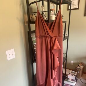 Lulu's Terracotta Maxi Dress with Cascading Ruffles